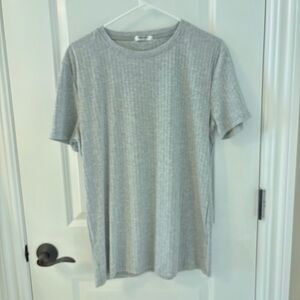 CoofAndy Amazon Mens Gray Short Sleeve Ribbed T-Shirt Knit Top New